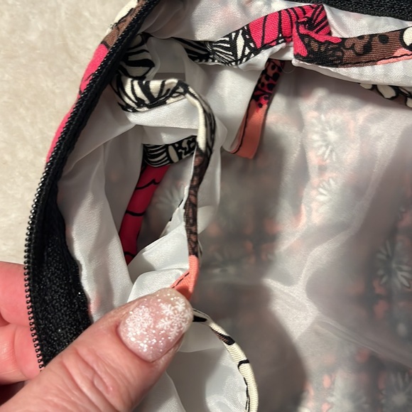 Vera Bradley retired mocha rouge pattern makeup cosmetics toiletries travel bag - Picture 7 of 11